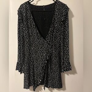 Zara Black & White Polka Dot Wrap Dress with hidden shorts/ Romper